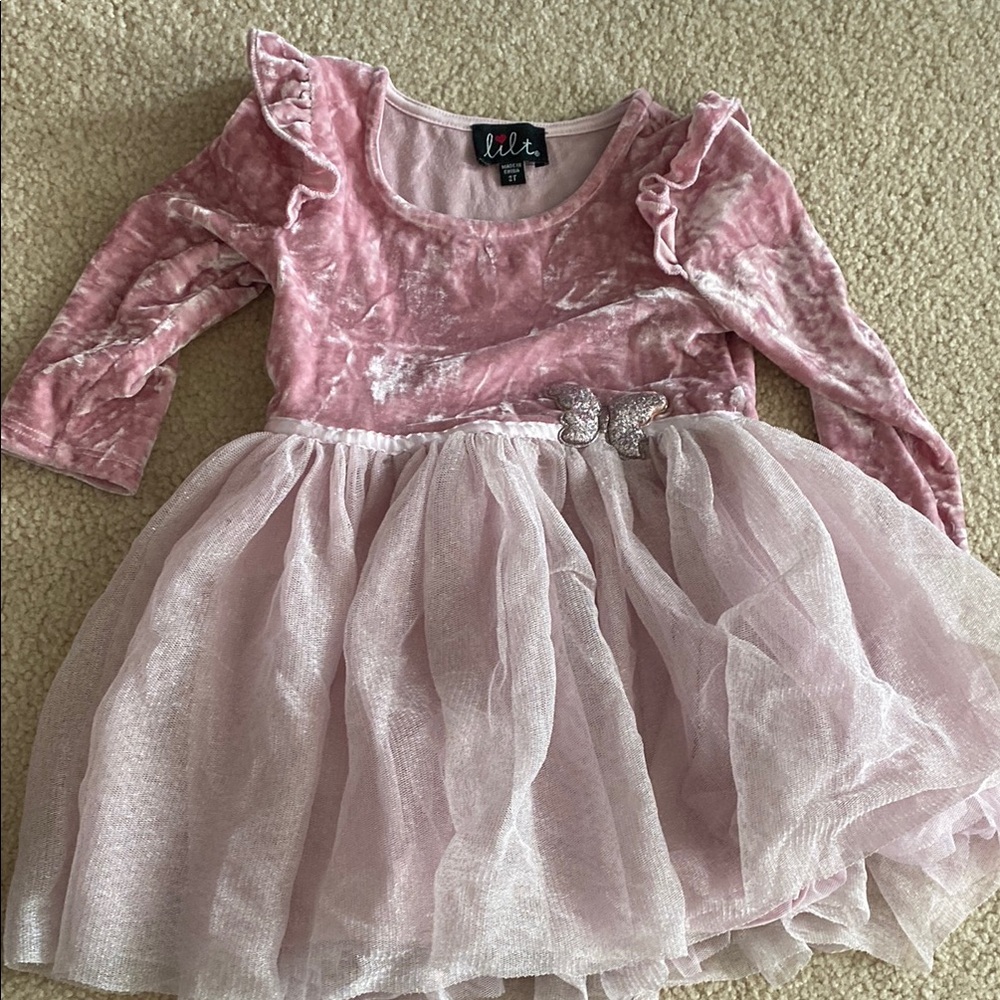 Lili Pink Velvet and Tulle Dress
